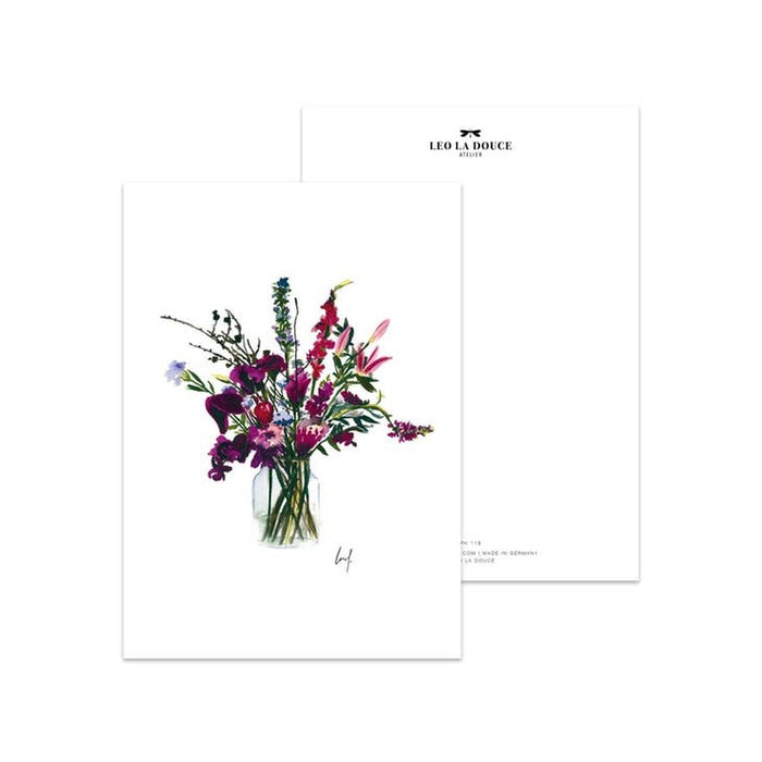 Postkarte Violett Blumen | Ein Umschlag